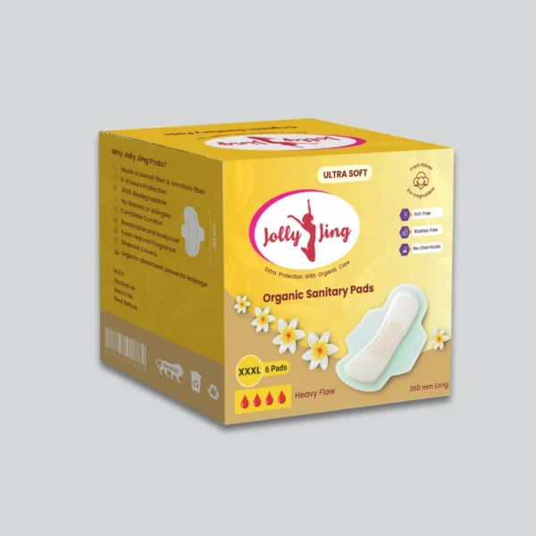 Jolly Jing Organic Sanitary Pads XXXL Size - (6 Pads)